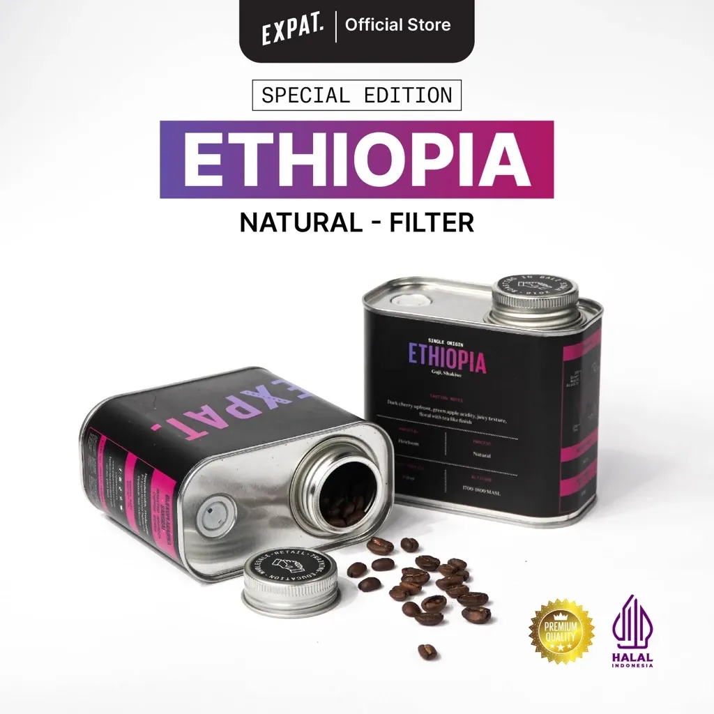  Ethiopia Biji dan Bubuk Kopi Arabika Filter Roast